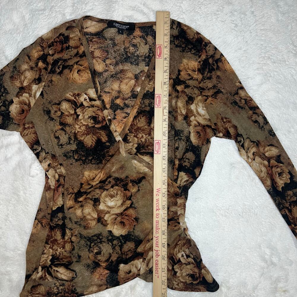 Karen Kane Lifestyle 90s Romcom Y2K Brown Floral Whimsical Romantic Boho L - Picture 11 of 11